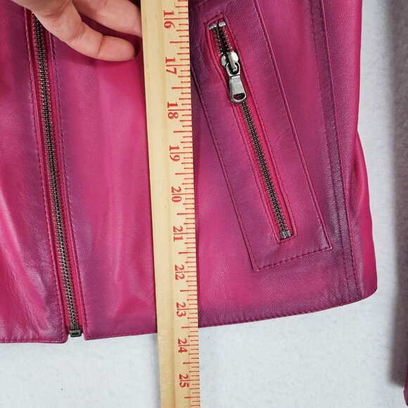 Giorgio Di Mare Jacket Womens Large Pink Fuchsia Leather Yachting Full Zip NEW - Picture 8 of 16